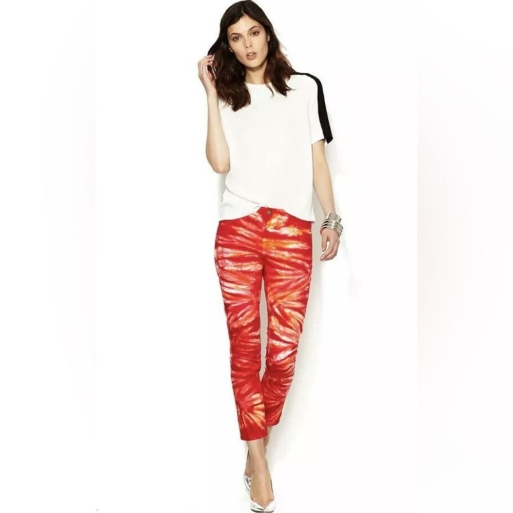 Haute Hippie Skinny Jeans Womens Size 26 Red Orange Tie Dye Denim, 
$125 $495